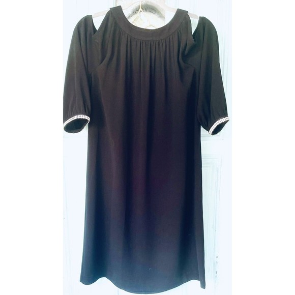 Nine West Dress Black 6 Crystal Cold Shoulder 3/4 Long Sleeve Holiday Party - Picture 4 of 12